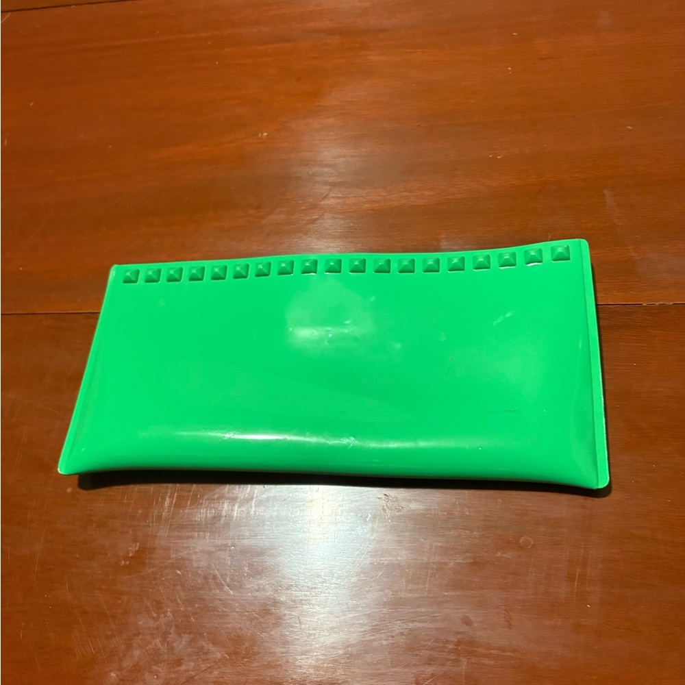 Carmen Sol Womens Studded Textured Snapped Buttoned Clutch Green